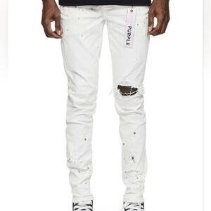 Purple Brand P001 Optic White Paint Blowout Jeans
